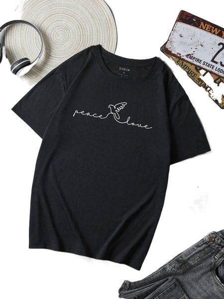 men bird and letter graphic tee t20f#, White;black
men bird and letter graphic tee t20f#, White;black