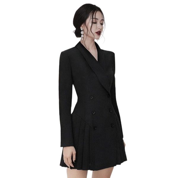 casual dresses double breasted black lapel ol pleated blazers 2022 fashion turn-down collar long sleeve stitching versatile mini dress l7wm#, Black;gray
casual dresses double breasted black lapel ol pleated blazers 2022 fashion turn-down collar long sleeve stitching versatile mini dress l7wm#, Black;gray