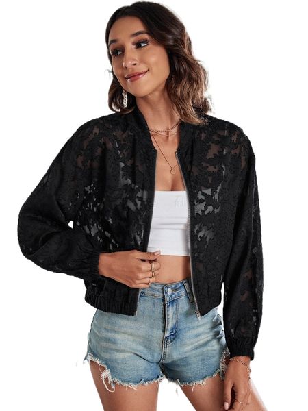 jacquard zip up bomber jacket c8xd#, Black;brown
