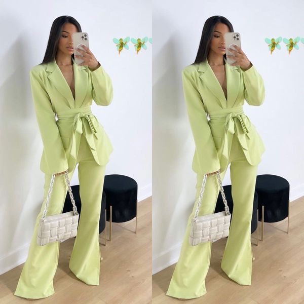 fashion green women's blazer suits 2022 elegant bridesmaid dress long sleeved ladies outfits with belt two pieces jacket pants, White;pink
fashion green women's blazer suits 2022 elegant bridesmaid dress long sleeved ladies outfits with belt two pieces jacket pants, White;pink