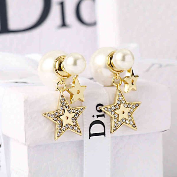 new size pearl star studded earrings female five pointed star fashion simple high version ear accessories, Golden
new size pearl star studded earrings female five pointed star fashion simple high version ear accessories, Golden