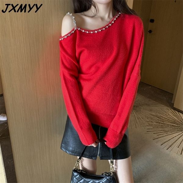 spring off-shoulder sweater women winter black slim design chain ins jxmyy 210412, White
spring off-shoulder sweater women winter black slim design chain ins jxmyy 210412, White