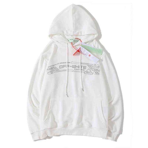 2022 autumn winter off mechanical line reflective pattern pair arrow men's and women's same hooded plush casual sweater, Black
2022 autumn winter off mechanical line reflective pattern pair arrow men's and women's same hooded plush casual sweater, Black