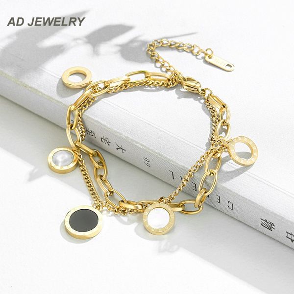 beautiful multilayered circle charm bracelet stainless steel clover butterfly accessories jewelry for women, Golden;silver
beautiful multilayered circle charm bracelet stainless steel clover butterfly accessories jewelry for women, Golden;silver