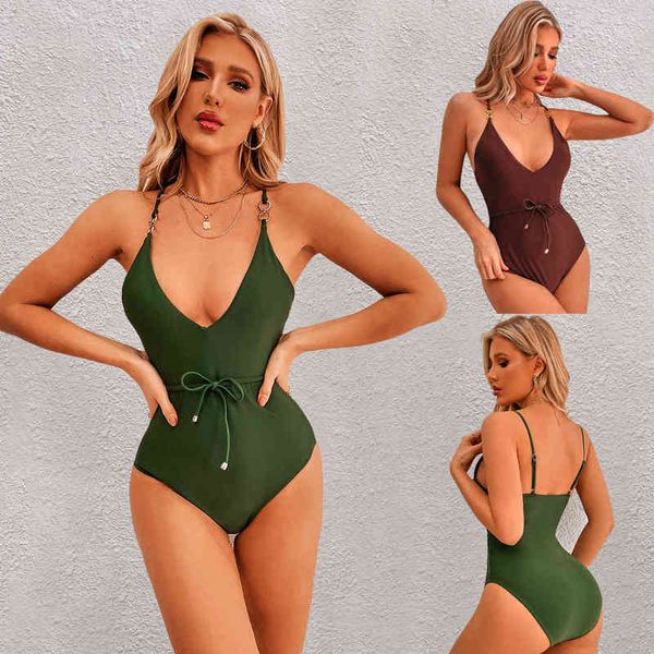 color 2022 solid v-neck sling one-piece swimsuit women's seaside resort integrated women, White;black
color 2022 solid v-neck sling one-piece swimsuit women's seaside resort integrated women, White;black