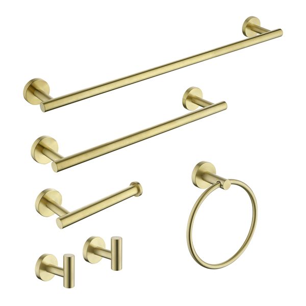 6 piece stainless steel bathroom towel rack set wall mount