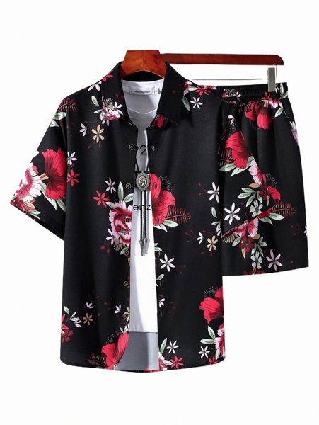 men random floral print shirt & drawstring waist shorts without tee q1fp#, Gray
men random floral print shirt & drawstring waist shorts without tee q1fp#, Gray