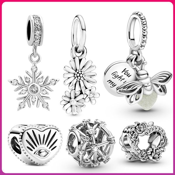 925 silver charm heart daisy charm firefly pendant bead shining zircon original fit pandora, Black
925 silver charm heart daisy charm firefly pendant bead shining zircon original fit pandora, Black