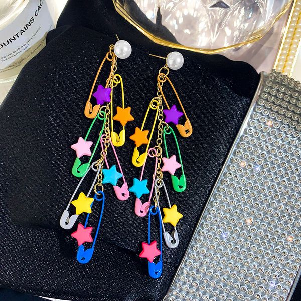 elegant colorful star tassel earrings korean style clip painted pearl long vacation style eardrop earring women, Golden
elegant colorful star tassel earrings korean style clip painted pearl long vacation style eardrop earring women, Golden
