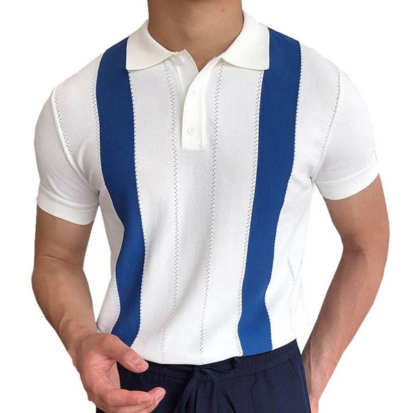 men's polos 2022 man blue white stripped ice silk knitting shirt casual british style slim men short sleeve pullover shirts, White;black
men's polos 2022 man blue white stripped ice silk knitting shirt casual british style slim men short sleeve pullover shirts, White;black