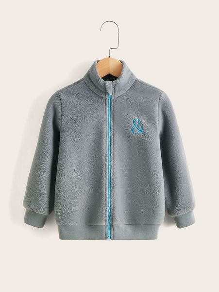 toddler boys music note embroidery teddy jacket she, Blue;gray 
toddler boys music note embroidery teddy jacket she, Blue;gray