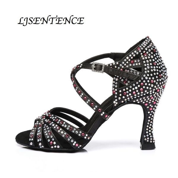 women dance shoes salsa party ballroom latin shoes big small shining sparkle black skin satin cuban heel 9cm rumba 220509
women dance shoes salsa party ballroom latin shoes big small shining sparkle black skin satin cuban heel 9cm rumba 220509