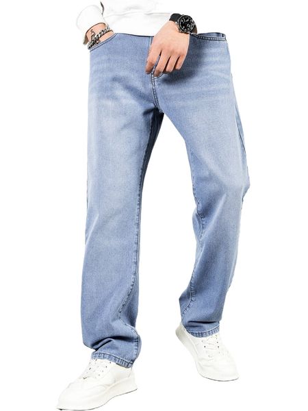 men cat whisker straight leg jeans i6qv#, Blue