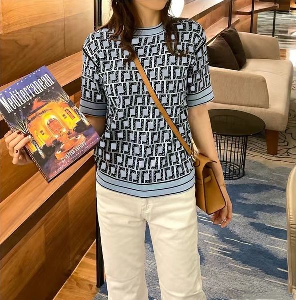 2022 designer new high-quality temperament all-match round neck t-shirt ice silk small shirt was thin jacquard knitted tees women double, White
2022 designer new high-quality temperament all-match round neck t-shirt ice silk small shirt was thin jacquard knitted tees women double, White