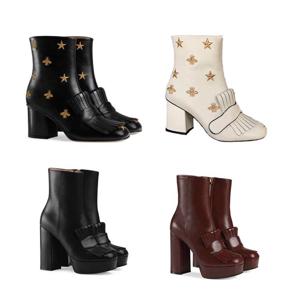 designer boots winter platform ankle boot with fringe embroidered leather high heels platform boots mid-heel women vintage loafers big size, Black
designer boots winter platform ankle boot with fringe embroidered leather high heels platform boots mid-heel women vintage loafers big size, Black