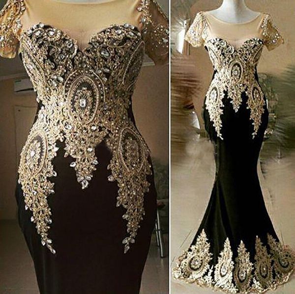 2022 elegant crystals beaded mermaid formal evening dresses black and gold lace appliques short sleeve prom pageant gowns african dubai lycr, Black;red
2022 elegant crystals beaded mermaid formal evening dresses black and gold lace appliques short sleeve prom pageant gowns african dubai lycr, Black;red