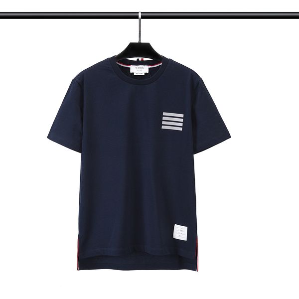 tb men's t-shirts short sleeve summer new cotton plain crew neck slim couple casual classic reflective stripe jacket #s-xxxl, White;black 
tb men's t-shirts short sleeve summer new cotton plain crew neck slim couple casual classic reflective stripe jacket #s-xxxl, White;black