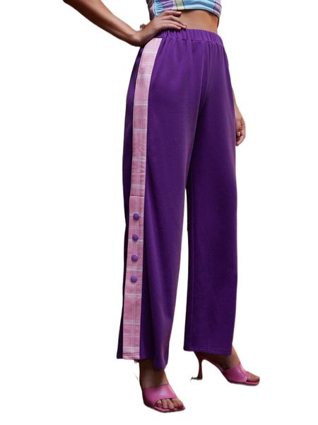 x aynoor elhibre buttoned contrast plaid sideseam pants n1me#, Black;white
x aynoor elhibre buttoned contrast plaid sideseam pants n1me#, Black;white