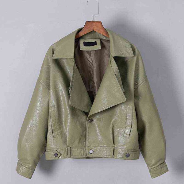 2022 new autumn pu leather jacket women loose black army green red beige coat woman punk moto bikers female l220728
2022 new autumn pu leather jacket women loose black army green red beige coat woman punk moto bikers female l220728