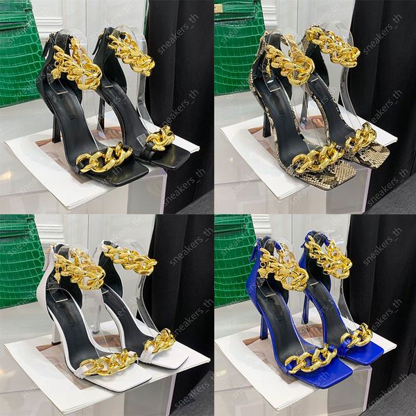 women chain sandals designer high heels square toe sandal metal chain decoration slippers genuine leather 8.5cm pumps party wedding shoes, Black
women chain sandals designer high heels square toe sandal metal chain decoration slippers genuine leather 8.5cm pumps party wedding shoes, Black