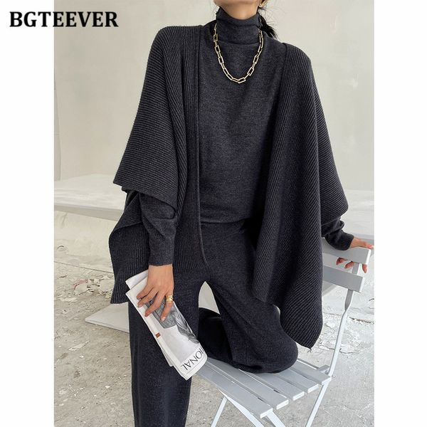 stylish 3 pieces women knitted set turtleneck sweaters & wraps & wide leg pants 2021 winter female sweater set, White;black
stylish 3 pieces women knitted set turtleneck sweaters & wraps & wide leg pants 2021 winter female sweater set, White;black