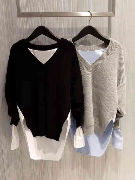 women's sweaters dangjia early spring loose fake two-piece sweater medium long splicing pullover female, White;black
women's sweaters dangjia early spring loose fake two-piece sweater medium long splicing pullover female, White;black