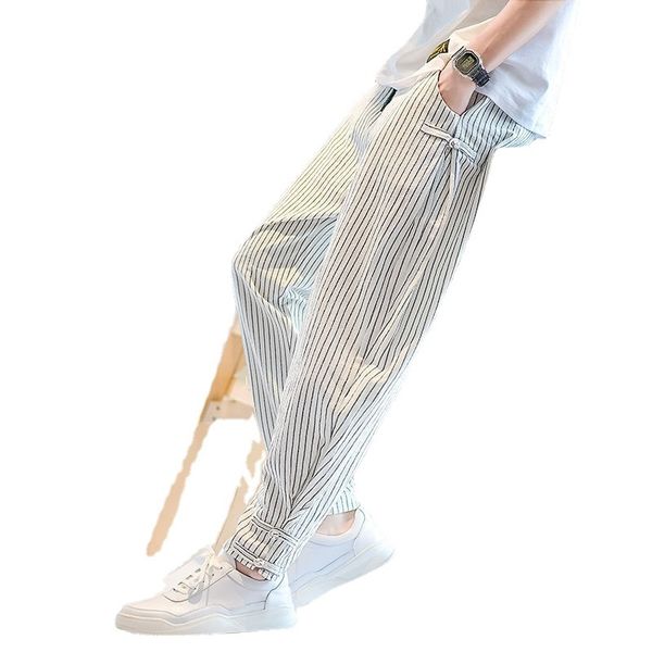 arrival men's elastic waist cotton and linen trousers men stripe harem pant ankle length pants male mens fashion 220816, Black
arrival men's elastic waist cotton and linen trousers men stripe harem pant ankle length pants male mens fashion 220816, Black