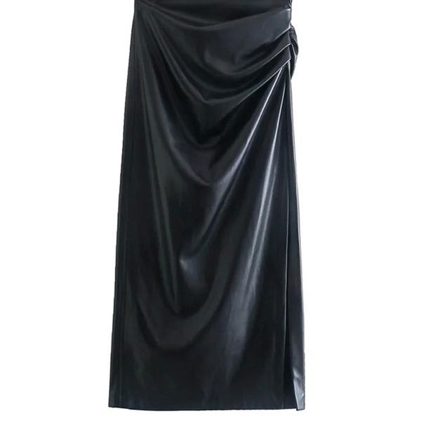 traf women fashion faux leather pleated side slit midi pencil skirt vintage high waist back zipper female skirts mujer 220401, Black
traf women fashion faux leather pleated side slit midi pencil skirt vintage high waist back zipper female skirts mujer 220401, Black