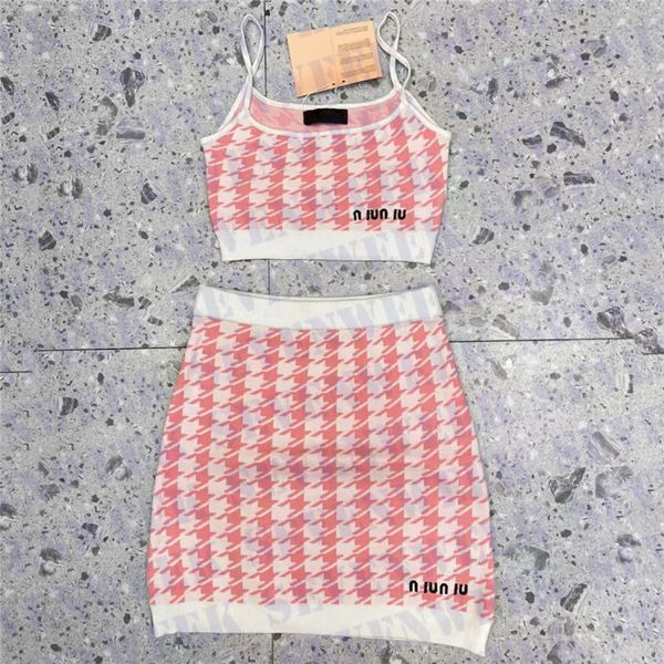fashion sling skirts two piece set womens summer dress plaid pattern knitted vest clothes, White
fashion sling skirts two piece set womens summer dress plaid pattern knitted vest clothes, White