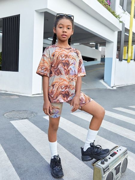 sheen girls marble knitted t-shirt and motorcycle shorts she, White
sheen girls marble knitted t-shirt and motorcycle shorts she, White
