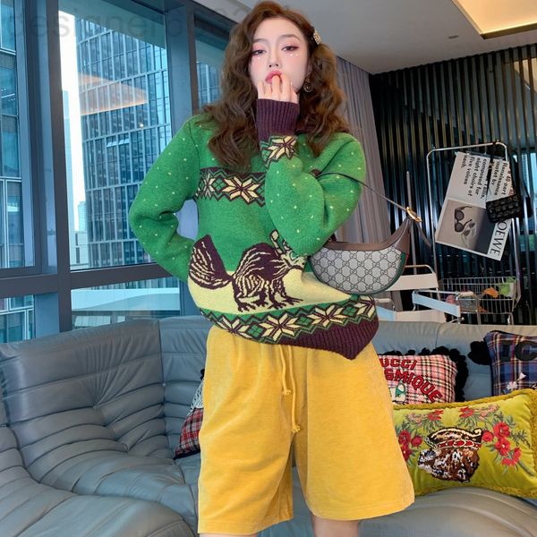 women's sweaters designer g family autumn winter squirrel contrast lapel polo knitted long sleeved sweater men's and same round ne, White;black
women's sweaters designer g family autumn winter squirrel contrast lapel polo knitted long sleeved sweater men's and same round ne, White;black