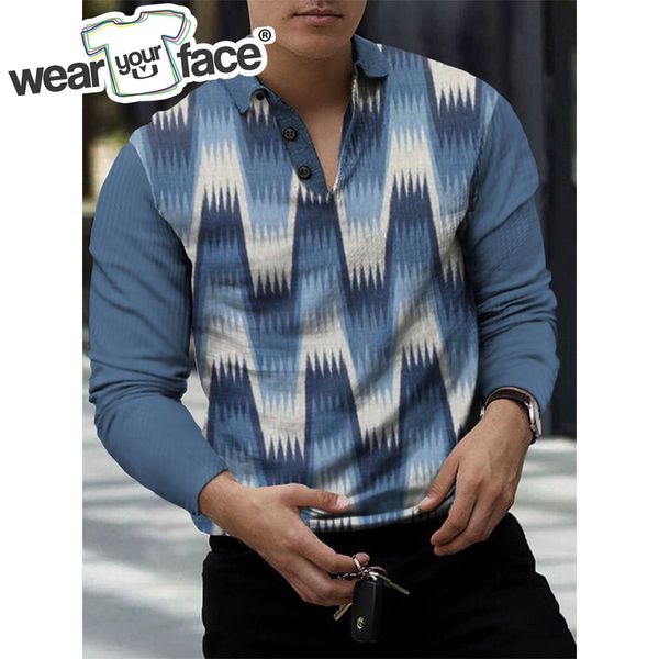 men colorful geometry stripe pattern polo shirt 3d all over printed button up full sleeves streetwear sport golf casual clothing 220609, White;black
men colorful geometry stripe pattern polo shirt 3d all over printed button up full sleeves streetwear sport golf casual clothing 220609, White;black