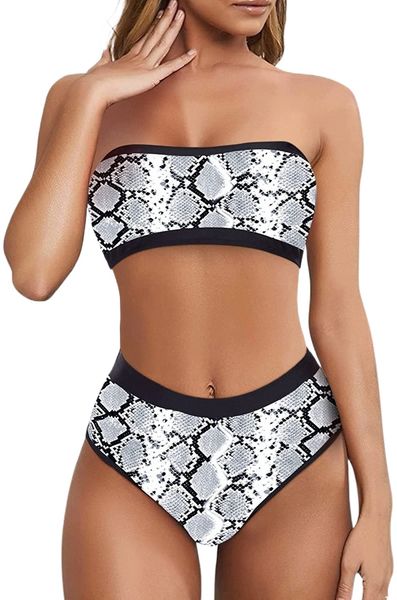 women's high waisted bandeau bikini sets two piece off shoulder bathing suits vintage print swimsuits for women j5cm#, White;black
women's high waisted bandeau bikini sets two piece off shoulder bathing suits vintage print swimsuits for women j5cm#, White;black