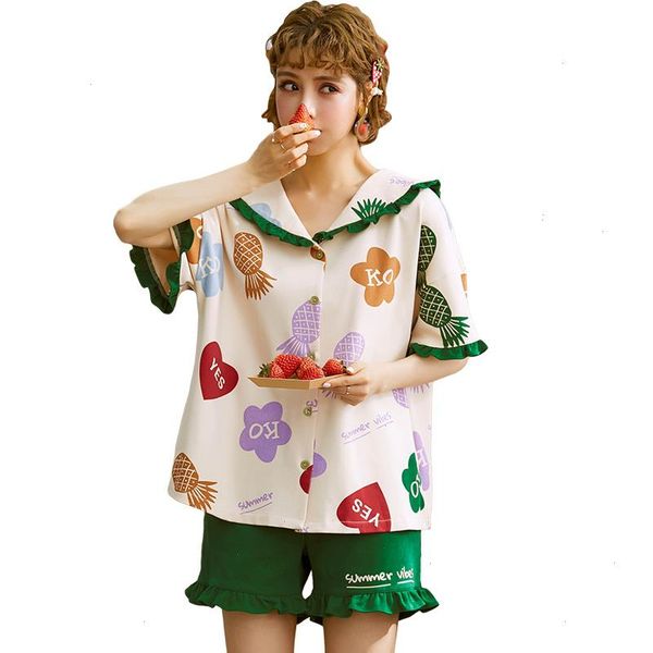 women pajamas set cute 100 cotton short sleeve sleepwear pyjamas girls home clothing, Black;red
women pajamas set cute 100 cotton short sleeve sleepwear pyjamas girls home clothing, Black;red