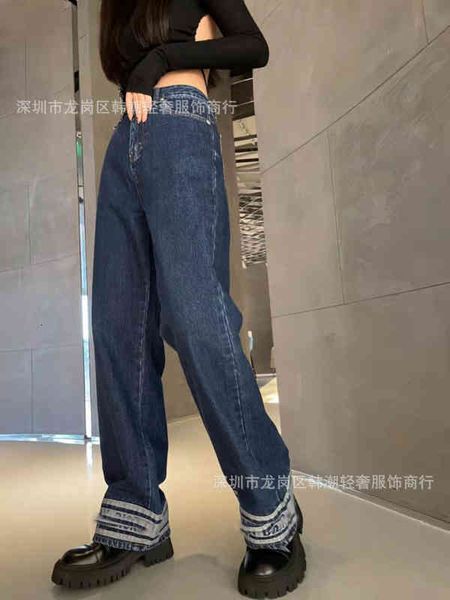 women's jeans washed color matching letters high waist loose straight jeans in autumn and winter female shenzhen nanyou, Blue
women's jeans washed color matching letters high waist loose straight jeans in autumn and winter female shenzhen nanyou, Blue