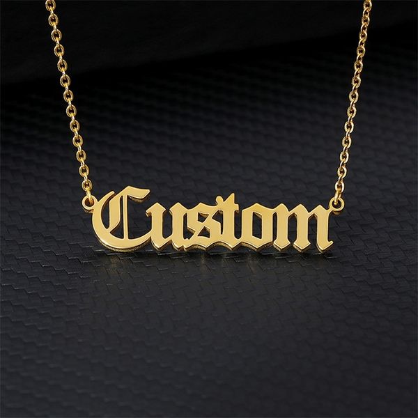 old english custom name necklaces for women men stainless steel customized necklace pendant jewelry personalized goth neck chain 220718, Silver
old english custom name necklaces for women men stainless steel customized necklace pendant jewelry personalized goth neck chain 220718, Silver
