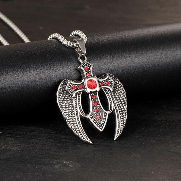 pendant necklaces men's vintage punk metal cross wing necklace classic colorful zircon inlaid gothic style party jewelrypen, Silver
pendant necklaces men's vintage punk metal cross wing necklace classic colorful zircon inlaid gothic style party jewelrypen, Silver