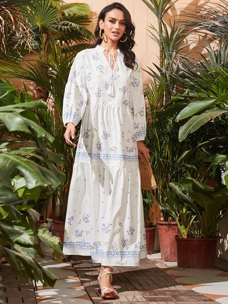 floral print tassel tie neck lantern sleeve dress k91o#, Black;gray
floral print tassel tie neck lantern sleeve dress k91o#, Black;gray