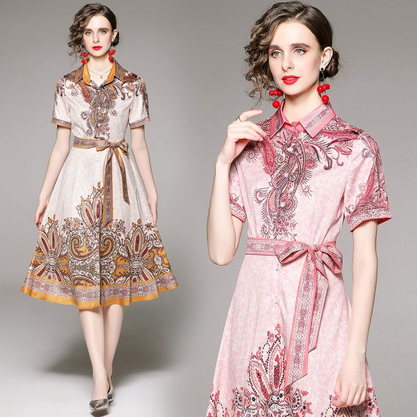 summer runway paisley floral dress short sleeve woman designer vintage lapel bow lace up slim button shirt pink dress 2022 women clothes swe, Black;gray
summer runway paisley floral dress short sleeve woman designer vintage lapel bow lace up slim button shirt pink dress 2022 women clothes swe, Black;gray