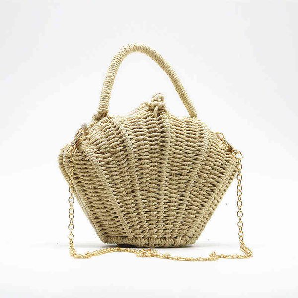 shell straw woven bag portable menger children's holiday style