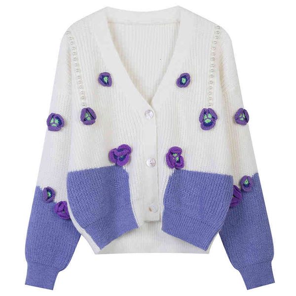 women's sweaters french 2022 spring three-dimensional sweater flower color matching v-neck lazy style minority knitted cardigan women&#, White;black
women's sweaters french 2022 spring three-dimensional sweater flower color matching v-neck lazy style minority knitted cardigan women&#, White;black