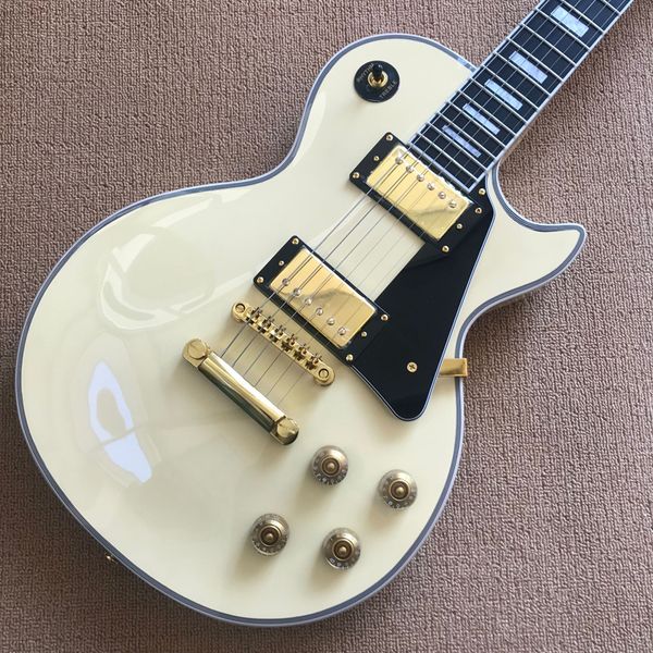 high-quality electric guitar ebony binding gold hardware milky white integrated guitar customized
high-quality electric guitar ebony binding gold hardware milky white integrated guitar customized