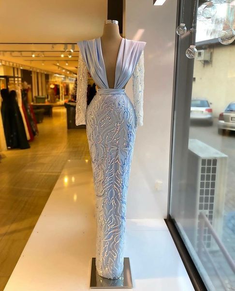 elegant sky blue prom dresses sequins long sleeve deep v neck evening dress custom made beaded red carpet floor length party gown, Black;red
elegant sky blue prom dresses sequins long sleeve deep v neck evening dress custom made beaded red carpet floor length party gown, Black;red