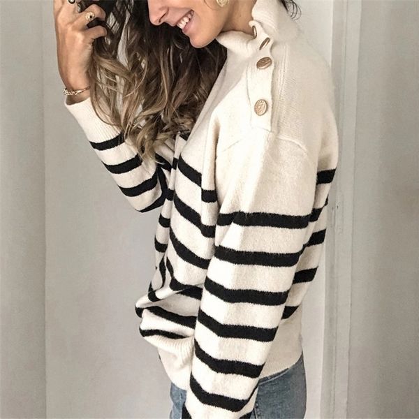 boho inspired striped sweaters for women high neck long sleeve casual autumn winter pullovers sweaters buttons shoulder 201201, White;black
boho inspired striped sweaters for women high neck long sleeve casual autumn winter pullovers sweaters buttons shoulder 201201, White;black