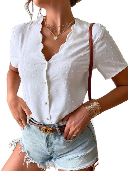swiss dot scallop trim q1jk#, White