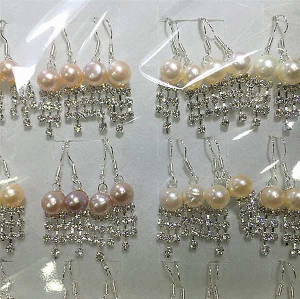 3 crystal chain dangle & chandelier freshwater pearl earrings white pink purple lady/girl fashion jewelry, Silver
3 crystal chain dangle & chandelier freshwater pearl earrings white pink purple lady/girl fashion jewelry, Silver