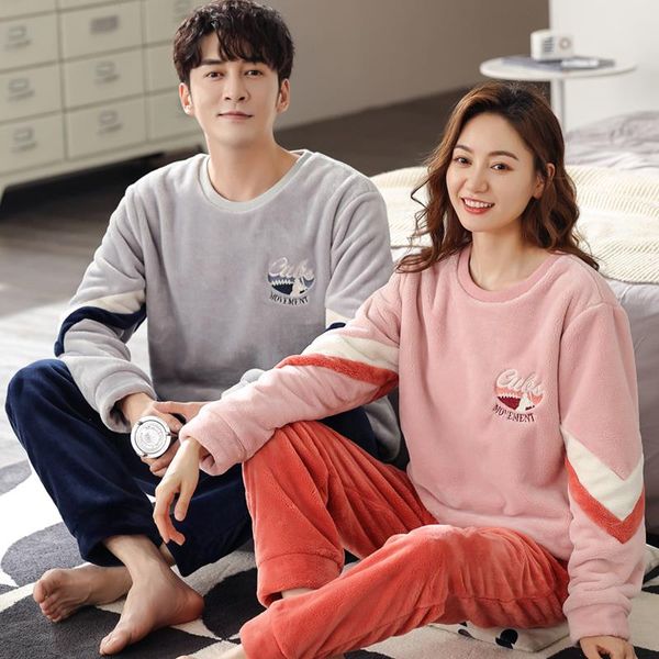 couple pajamas set men and women flannel sleepwear winter warm suit casual home clothes, Black;red
couple pajamas set men and women flannel sleepwear winter warm suit casual home clothes, Black;red