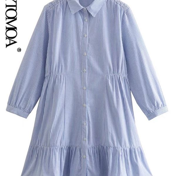 women fashion front buttons ruffled striped mini shirt dress vintage long sleeve elastic waist female dresses vestidos 220526, Black;gray
women fashion front buttons ruffled striped mini shirt dress vintage long sleeve elastic waist female dresses vestidos 220526, Black;gray