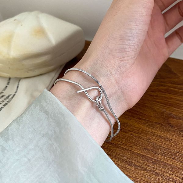 not late jewelry double layer bracelet 925 sterling silver irregular personality simple temperament box chain, Golden;silver
not late jewelry double layer bracelet 925 sterling silver irregular personality simple temperament box chain, Golden;silver