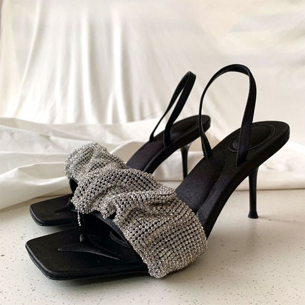 women sandals genuine leather sole silk lining square toe high heeled shoes shiny rhinestone elegant temperament summer dress shoes party we, Black
women sandals genuine leather sole silk lining square toe high heeled shoes shiny rhinestone elegant temperament summer dress shoes party we, Black
